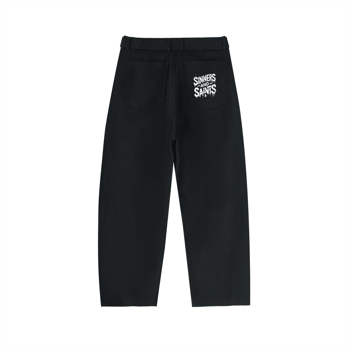 Twisted-Seam Belted Curved-Blade Pants