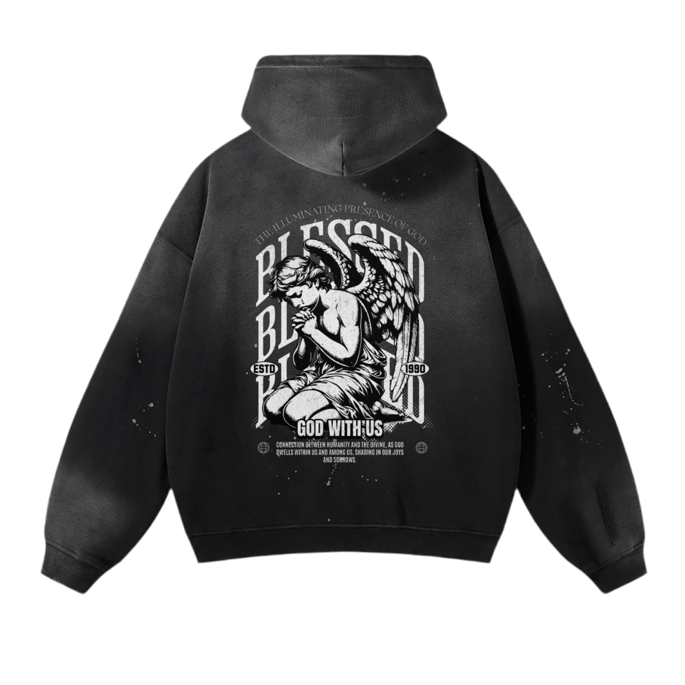 Vintage Wash Faith Frayed Fleece Hoodie