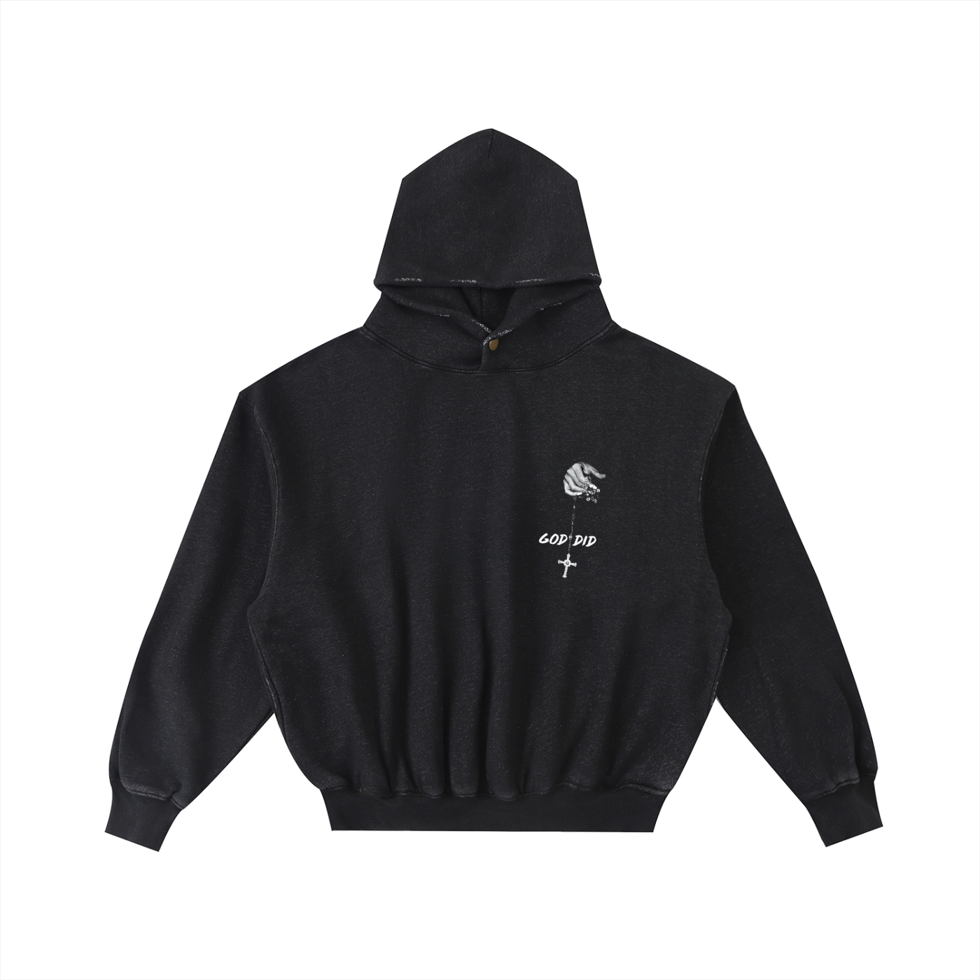Frayed Enzyme Washed Fleece Hoodie