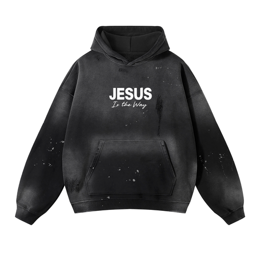 Vintage Washed Frayed Fleece Hoodie