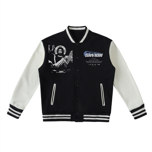 Two-Tone Fleeced Varsity Jacket