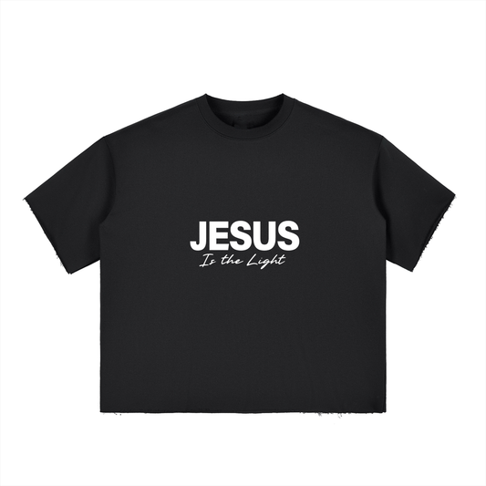 Boxy Half-Sleeve Raw-Edge T-Shirt